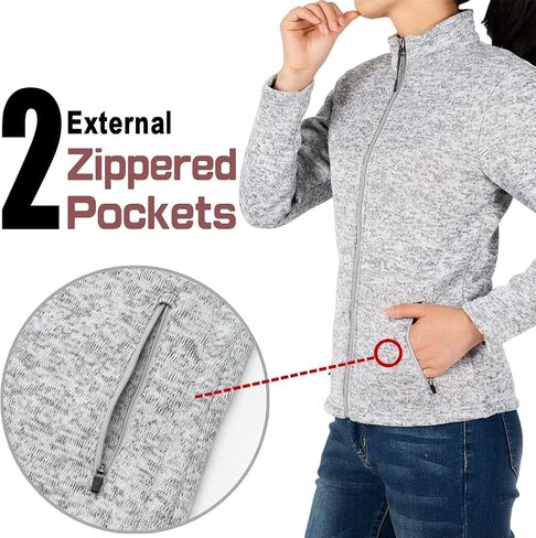 Bonnorth Women's Full Zip Sweater Fleece Jacket,Sherpa Lined Windproof Jacket with Zip Pocket in Kuwait