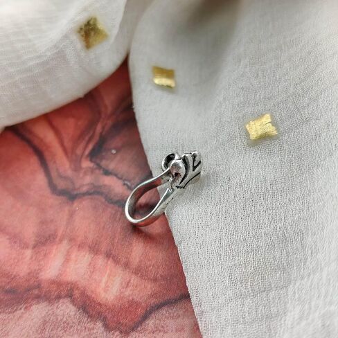 Small Antique Tree Leaf Oxidised German Silver Clip on Non Pierced Nose Pin in Saudi Arabia