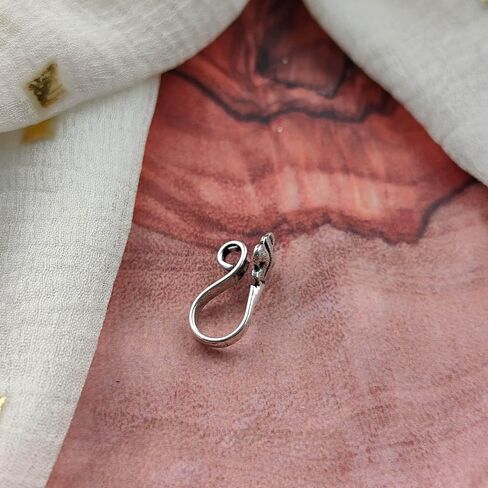 Small Antique Tree Leaf Oxidised German Silver Clip on Non Pierced Nose Pin in Saudi Arabia
