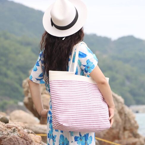 حقيبة يد Freie Liebe Summer Beach Tote حقيبة صيفية كبيرة للنساء حقيبة كتف منسوجة للعطلات in Kuwait