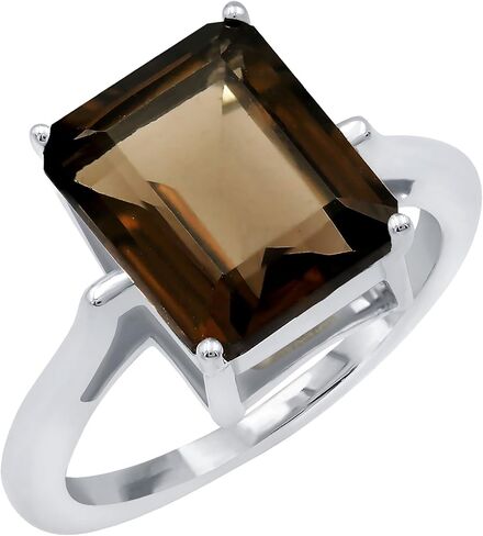 TISHAVI 3.55 Cts Natural Gemstone Rings For Women Sterling Silver, Solitaire Rings For Women Sterling Silver, Octagon Stone Sterling Silver Rings For Women in Kuwait