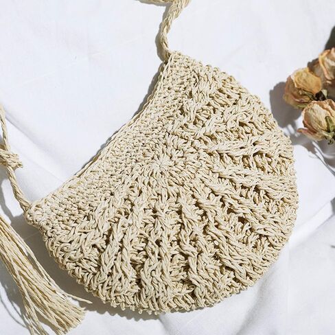 حقائب كروس نسائية مصنوعة من القش وحقائب يد مصنوعة من القش للصيف والشاطئ ومحفظة كتف in Kuwait
