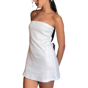 ROAONOCOMO Women Summer Off Shoulder Tube Mini Dress Sexy Bodycon Strapless Short Dress Y2k Backless Party Club Pencil Dress in Kuwait