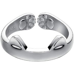 Jewever S925 Sterling Silver Cat Ears Open Tail Ring Paws Mutual Surrounded in Saudi Arabia