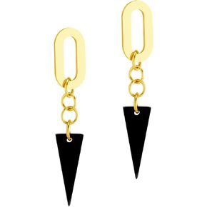 555Jewelry Stainless Steel Small Edgy Triangle Dangle Earrings for Women & Girls