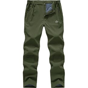 Gopune Men's Snow Ski Waterproof Softshell Pants Outdoor Windproof Warm Hiking Insulated Pants