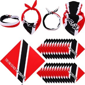 Jeyiour 24 Pcs Trinidad and Tobago Flag Bandana Men Trinidad and Tobago Flag Headband Women Head Scarves Trinidad and Tobago Headwrap Cotton Bandanas Trinidad and Tobago Clothing Apparel in Saudi Arabia