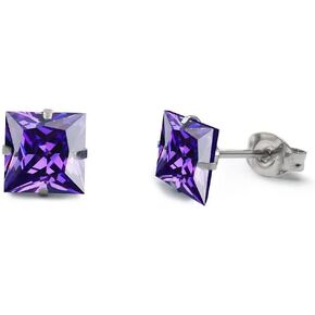 Titanium earrings, hypoallergenic earrings, pure titanium medical implant grade, suitable for sensitive ears with birthstone crystals CZ simulated diamonds