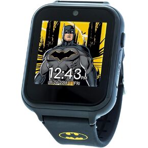 Accutime Kids DC Comics Batman Black Educational Learning Touchscreen Smart Watch Toy for Boys, Girls, Toddlers - Selfie Cam, Learning Games, Alarm, Calculator, Pedometer & More (Model: BAT4740)