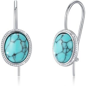 Oval Turquoise Earrings 925 Sterling Silver Turquoise Leverback Earrings Turquoise Drop Dangle Earrings Turquoise Jewelry Gifts for Women Girls