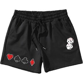 GORGLITTER Men's Cartoon Graphic Running Workout Shorts Drawstring Waist Track Shorts with Pockets Graphic Black Large