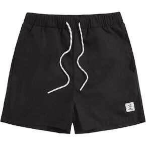 GORGLITTER Men's Letter Patched Straight Leg Track Shorts Drawstring Pocket Shorts in Saudi Arabia