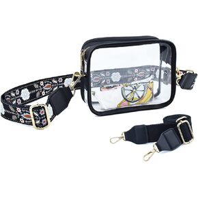 KlaOYer PVC Clear Crossbody Bags, Stadium Approved Transparent Shoulder Bag Handbag Small Square Phone Bag Zipper Purse