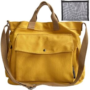 Large Canvas Crossbody Tote Bag with Pockets Canvas Messenger Bag Shoulder Hobo for Women Men Casual Travel Work Bags