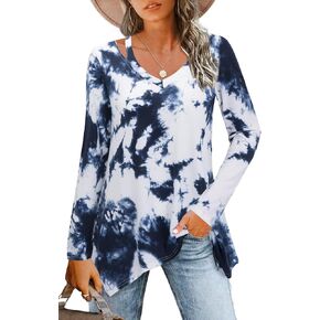 بولوتس قميص تونيك كاجوال منقوش باكمام 3/4 ورقبة على شكل حرف V للنساء in Kuwait