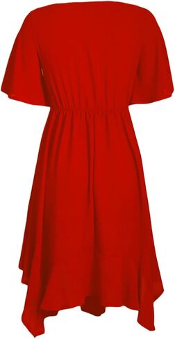 Alaster Women’s Chiffon Short Sleeve Casual Midi Dress Irregular Hem Summer Dress in Saudi Arabia