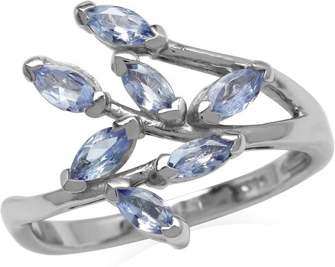 Silvershake Gemstones 925 Sterling Silver Leaf Inspired Bypass Ring Jewelry for Women in Kuwait