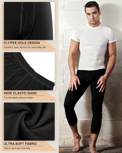 4 قطع من الملابس الداخلية الحرارية للرجال خفيفة الوزن سراويل طويلة دافئة من Johns Leggings طبقات أساسية سفلية للشتاء in Saudi Arabia