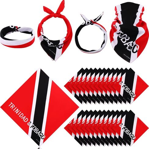 Jeyiour 24 Pcs Trinidad and Tobago Flag Bandana Men Trinidad and Tobago Flag Headband Women Head Scarves Trinidad and Tobago Headwrap Cotton Bandanas Trinidad and Tobago Clothing Apparel in Saudi Arabia