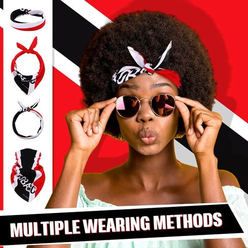 Jeyiour 24 Pcs Trinidad and Tobago Flag Bandana Men Trinidad and Tobago Flag Headband Women Head Scarves Trinidad and Tobago Headwrap Cotton Bandanas Trinidad and Tobago Clothing Apparel in Saudi Arabia
