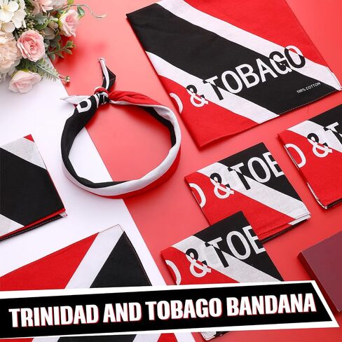 Jeyiour 24 Pcs Trinidad and Tobago Flag Bandana Men Trinidad and Tobago Flag Headband Women Head Scarves Trinidad and Tobago Headwrap Cotton Bandanas Trinidad and Tobago Clothing Apparel in Saudi Arabia