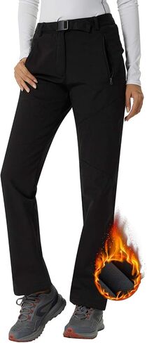 سراويل نسائية ناعمة مبطنة بالصوف سراويل نسائية مقاومة للماء ومضادة للرياح للتزلج والثلج معزولة للمشي لمسافات طويلة والصيد in Kuwait