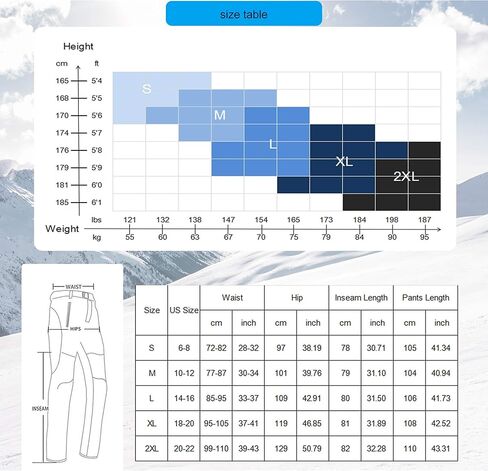 سراويل نسائية ناعمة مبطنة بالصوف سراويل نسائية مقاومة للماء ومضادة للرياح للتزلج والثلج معزولة للمشي لمسافات طويلة والصيد in Kuwait
