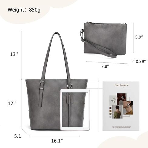 Handbag for Women Tote Bag PU Leather Large Shoulder Bag Top Handle Satchel Purses 2Pcs Set in Kuwait