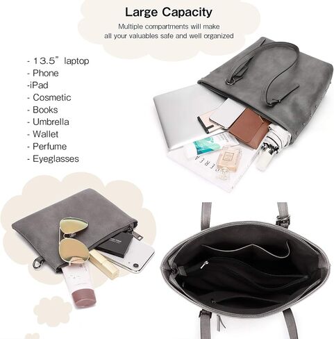 Handbag for Women Tote Bag PU Leather Large Shoulder Bag Top Handle Satchel Purses 2Pcs Set in Kuwait
