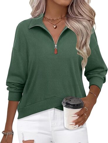 سترة نسائية من Gaharu بنصف سحاب كاجوال وأكمام طويلة وربع سحاب علوي وياقة واقفة ملابس خريفية in Kuwait