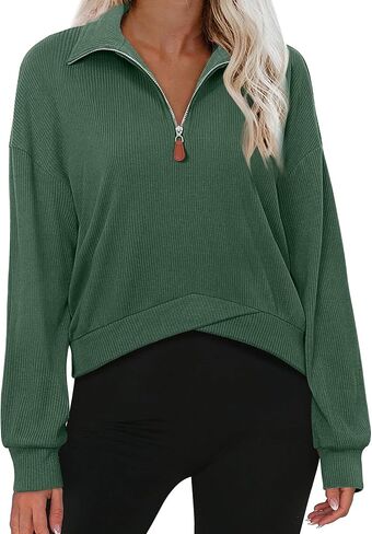 سترة نسائية من Gaharu بنصف سحاب كاجوال وأكمام طويلة وربع سحاب علوي وياقة واقفة ملابس خريفية in Kuwait