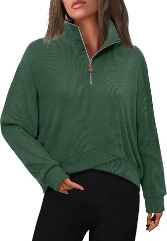 سترة نسائية من Gaharu بنصف سحاب كاجوال وأكمام طويلة وربع سحاب علوي وياقة واقفة ملابس خريفية in Kuwait