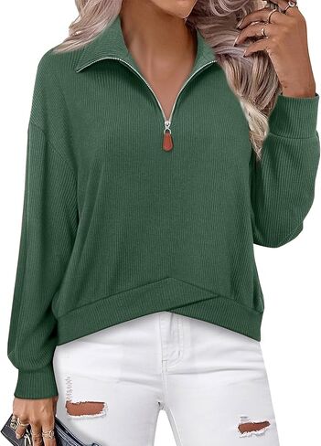 سترة نسائية من Gaharu بنصف سحاب كاجوال وأكمام طويلة وربع سحاب علوي وياقة واقفة ملابس خريفية in Kuwait