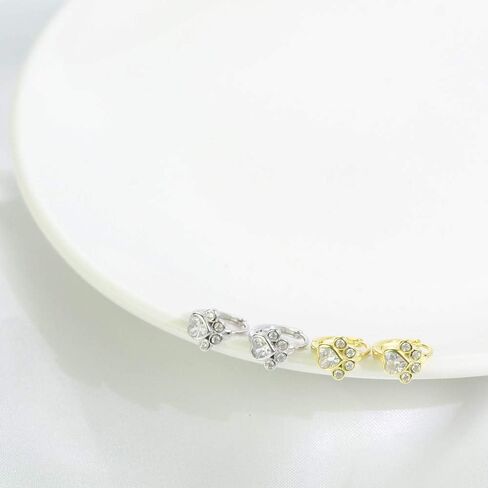 Cute CZ Cat Dog Paw Print Cartilage Small Cuff Huggie Hoop Earrings for Women Girls Sterling Silver Chic Dainty Animal Pet Lovers Sleeper Little Hoops Delicate Hypoallergenic Gifts Daughter 8mm in Kuwait