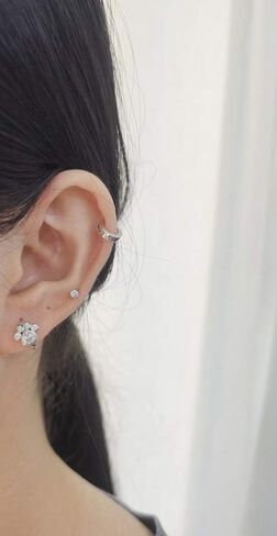 Cute CZ Cat Dog Paw Print Cartilage Small Cuff Huggie Hoop Earrings for Women Girls Sterling Silver Chic Dainty Animal Pet Lovers Sleeper Little Hoops Delicate Hypoallergenic Gifts Daughter 8mm in Kuwait