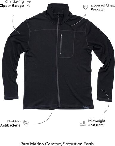 ملابس صوفية للرجال من صوف Merino Pro-Knit بسحّاب - ماصة للتنفس ومضادة للرائحة in Kuwait