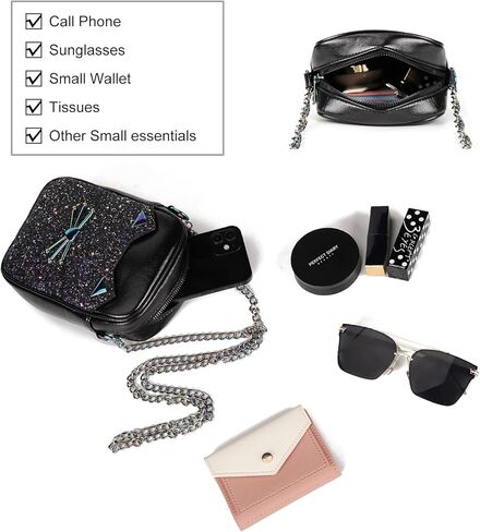 محفظة كروس لطيفة للفتيات المراهقات ومحفظة صغيرة وحقائب كروس للقطط للنساء هدية مع حزام سلسلة معدنية in Kuwait