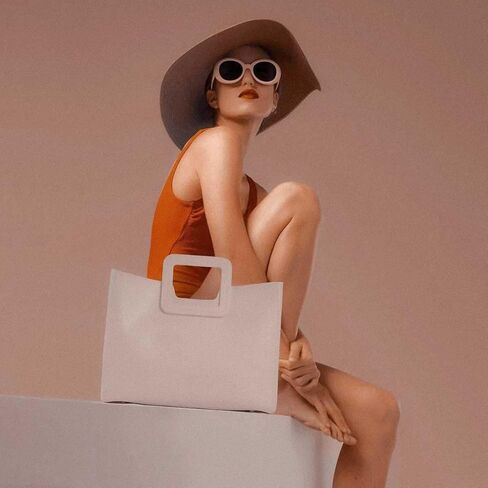 TIJN Square Handle Tote Bag for Women Fashion Purses Handbags Vegan Leather Crossbody Shoulder Bags for Women(Flann) in Kuwait