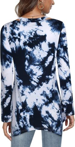 بولوتس قميص تونيك كاجوال منقوش باكمام 3/4 ورقبة على شكل حرف V للنساء in Kuwait