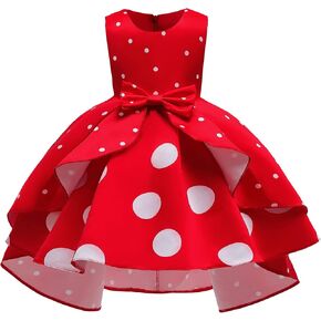 Dressy Daisy Polka Dot Fancy Party Dress for Girls Halloween Princess Costumes Birthday Christmas Party Outfits Red White