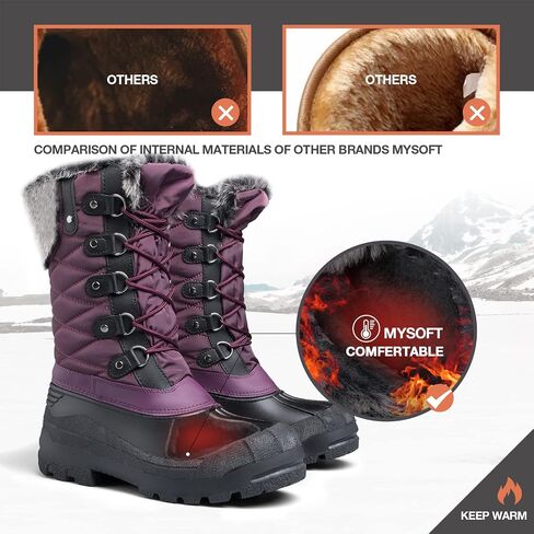 mysoft Women's Snow Boots Warm Insulated Faux Fur Lined Waterproof Mid-Calf Winter Boots in Saudi Arabia