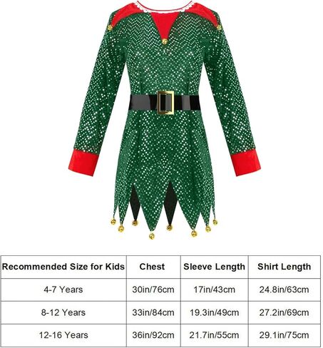 زي Farochy Christmas Elf للأطفال - زي قزم الطفل مع حزام قبعة قزم وجوارب مخططة زي سانتا المساعد in Kuwait