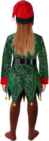 زي Farochy Christmas Elf للأطفال - زي قزم الطفل مع حزام قبعة قزم وجوارب مخططة زي سانتا المساعد in Kuwait