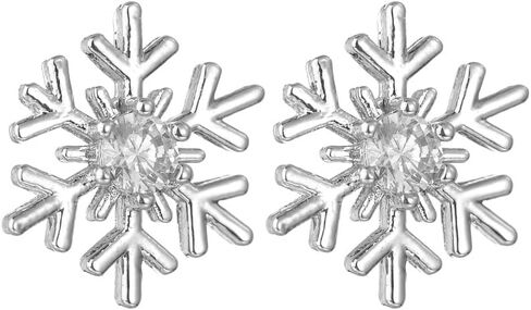 Cubic Zirconia Snowflake Stud Earrings for Women Girls 925 Sterling Silver Crystal Winter Flower Christmas Studs Cartilage Earrings Xmas Jewelry Gifts Holiday Party in Saudi Arabia