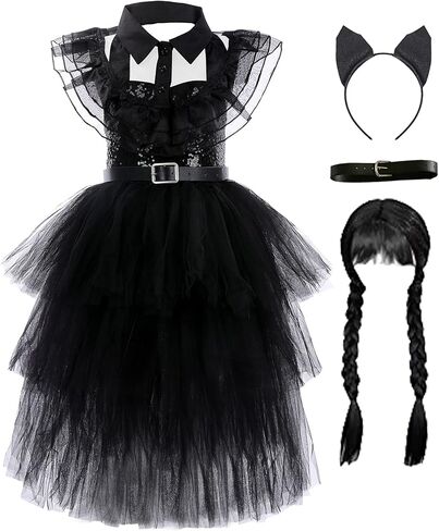 فستان توتو دريمز أسود للفتيات، أزياء الهالوين القوطية، ملابس الأميرة in Kuwait
