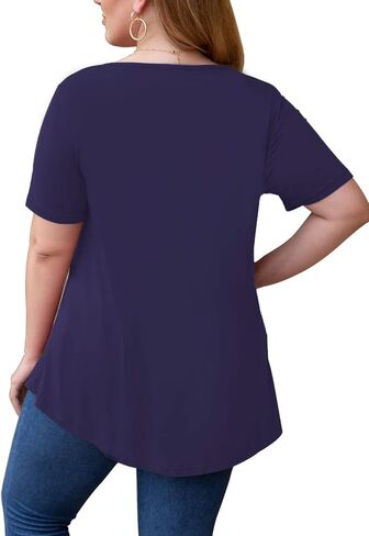 VISLILY Women's-Plus-Size-Tops Summer Lace Tee Shirts Short Sleeve Tunics Flowy Pleated Blouses XL-4XL in Kuwait
