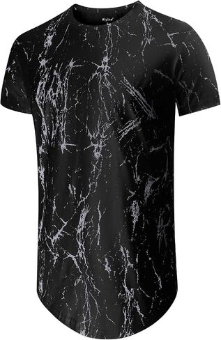 Aiyino Men's Hipster Hip Hop Ripped Round Hemline Pattern Print T Shirt in Saudi Arabia