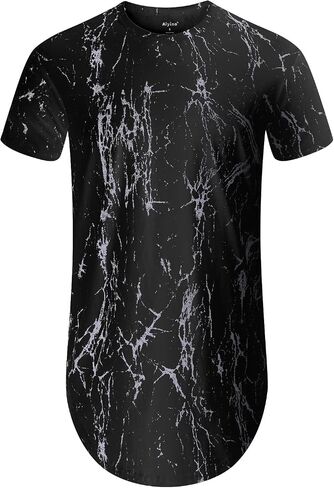 Aiyino Men's Hipster Hip Hop Ripped Round Hemline Pattern Print T Shirt in Saudi Arabia