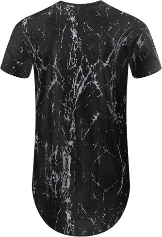 Aiyino Men's Hipster Hip Hop Ripped Round Hemline Pattern Print T Shirt in Saudi Arabia