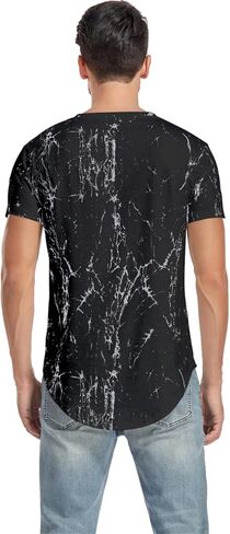 Aiyino Men's Hipster Hip Hop Ripped Round Hemline Pattern Print T Shirt in Saudi Arabia